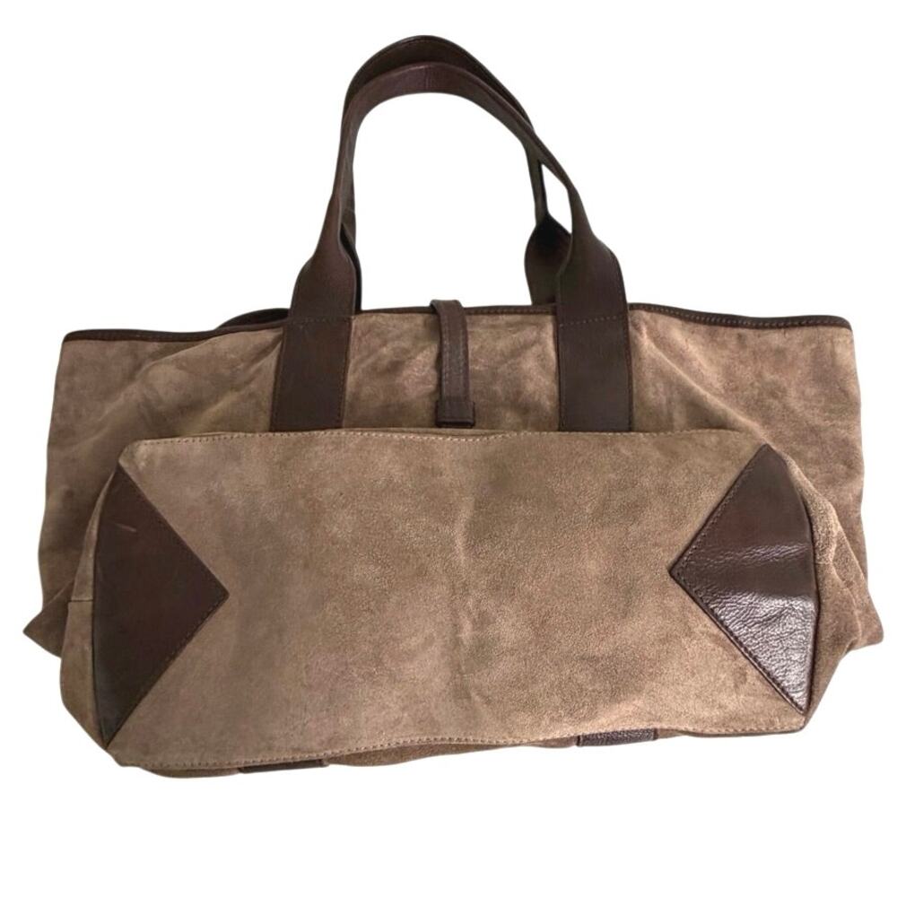 Barneys New York suede leather brown tote made in Italy - Picture 6 of 15